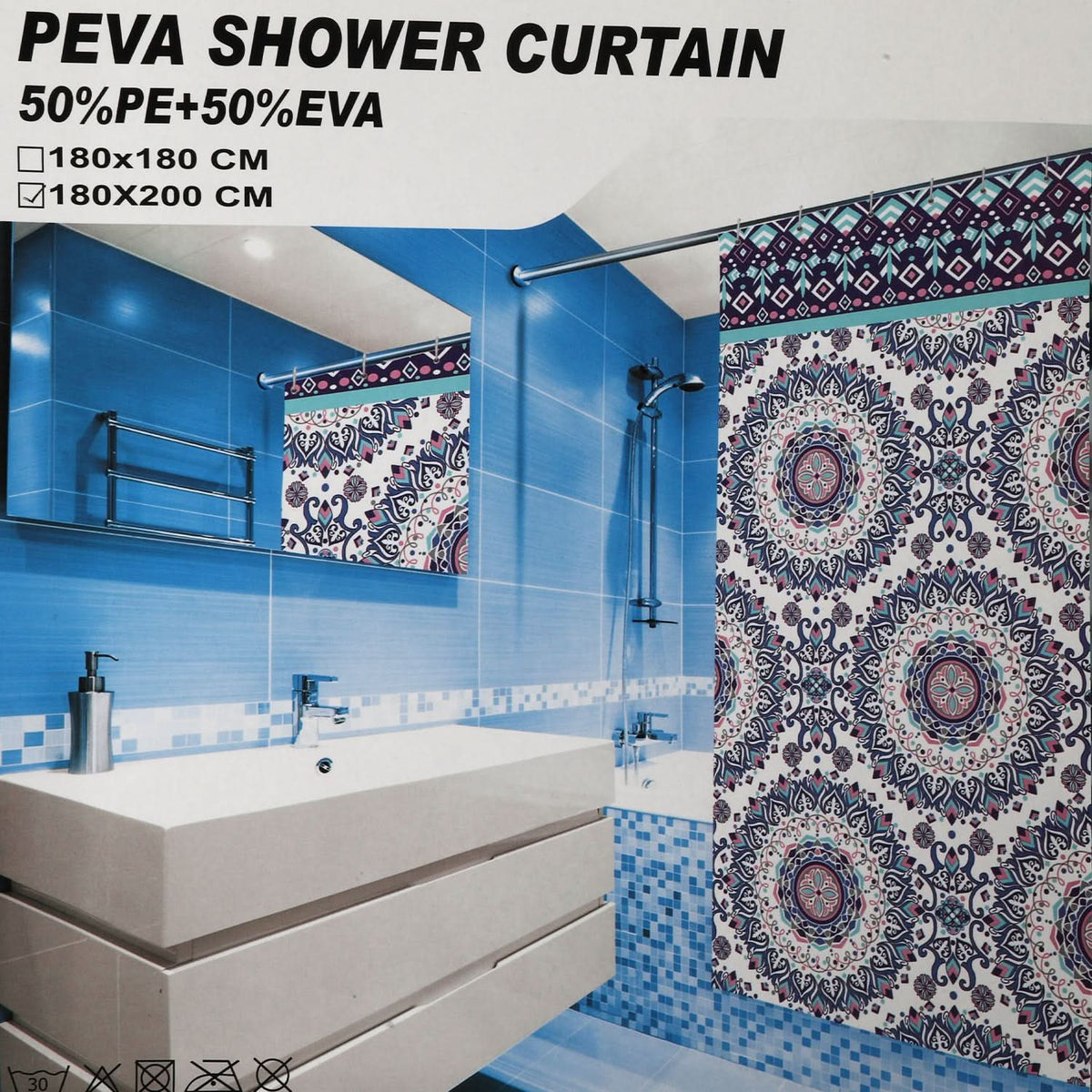PEVA Shower Curtain  -  Multi Color, Shower Curtain, Chase Value, Chase Value