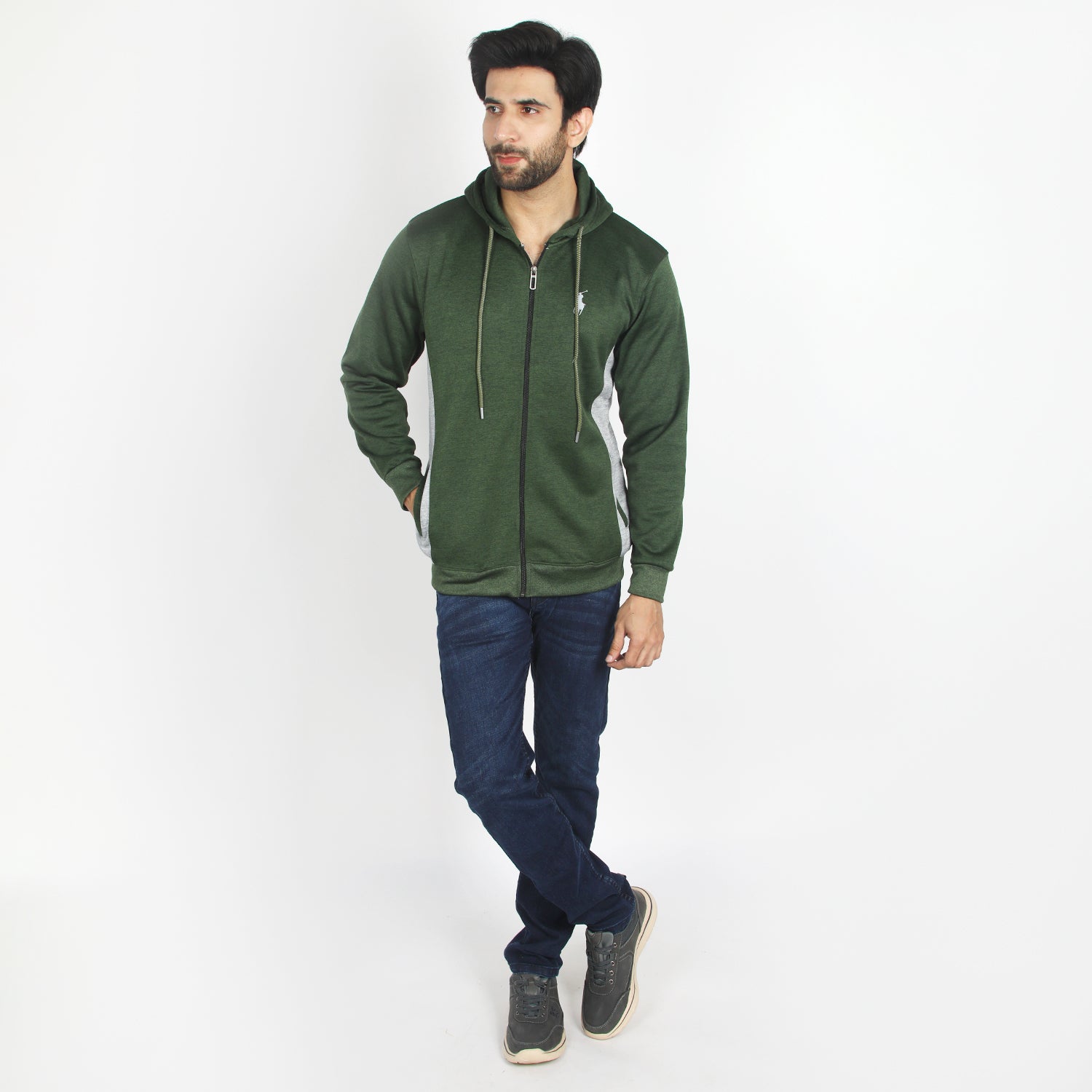 Men's Full Sleeves Hoodie Jacket - Green, Men's Jackets & Hoodies, Chase Value, Chase Value