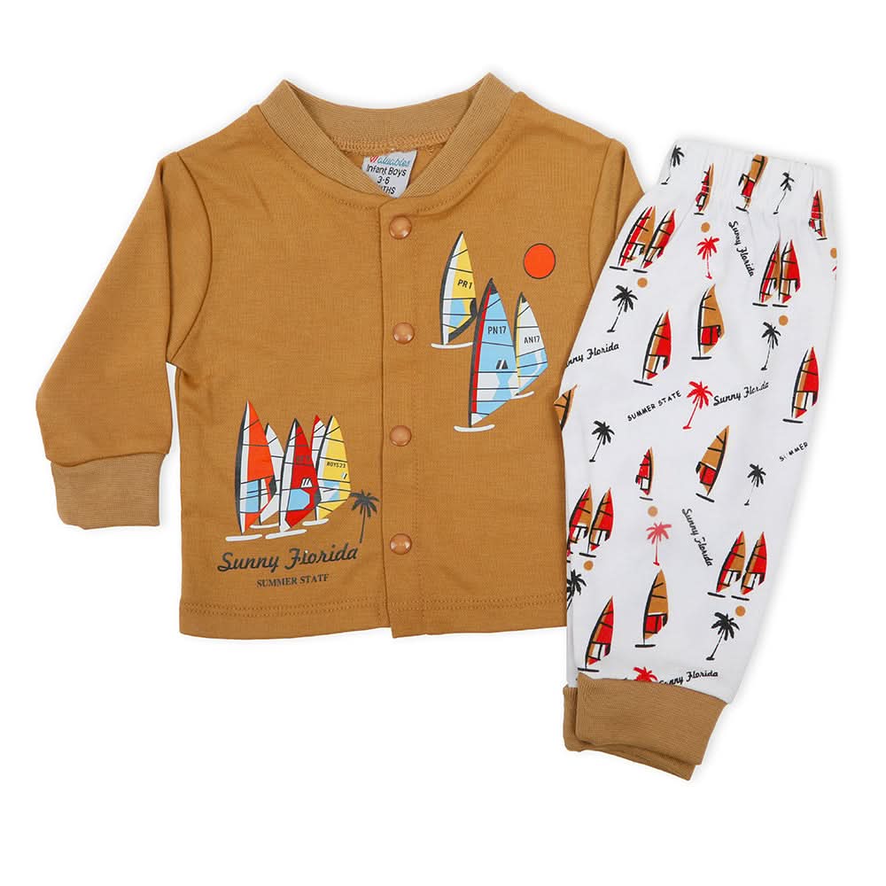 Newborn Boys Full Sleeves 2pcs Suit - Brown, Newborn Boys Sets & Suits, Chase Value, Chase Value