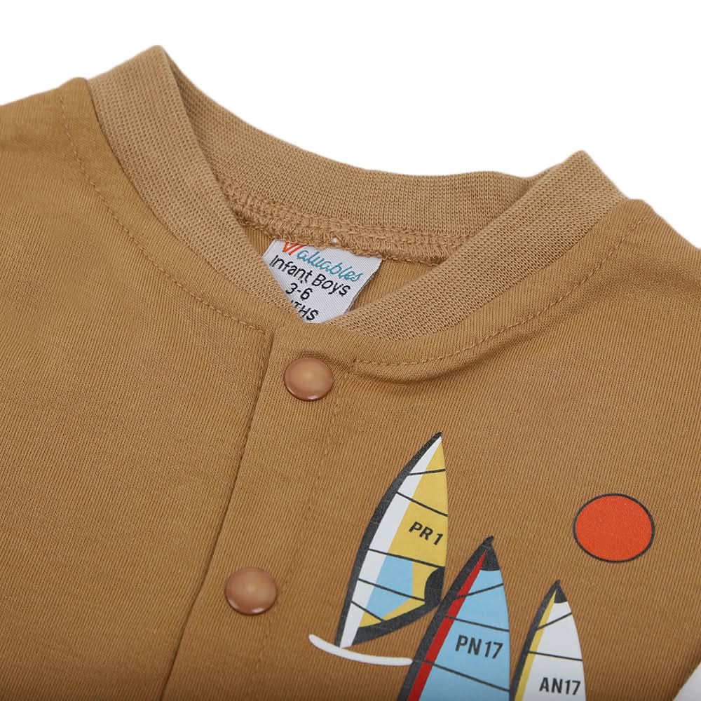 Newborn Boys Full Sleeves 2pcs Suit - Brown, Newborn Boys Sets & Suits, Chase Value, Chase Value