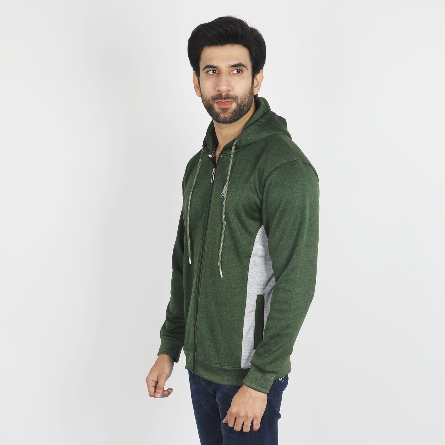 Men's Full Sleeves Hoodie Jacket - Green, Men's Jackets & Hoodies, Chase Value, Chase Value