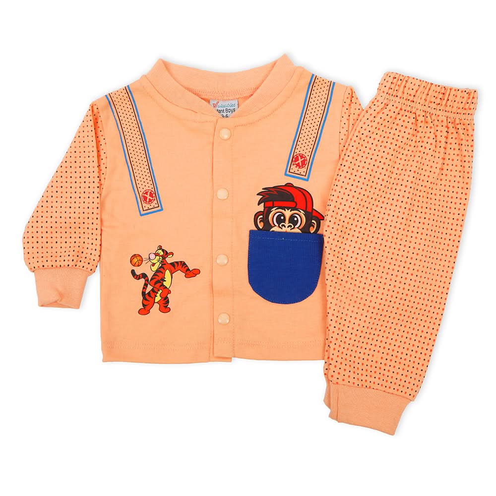 Newborn Boys Full Sleeves 2pcs Suit - Peach, Newborn Boys Sets & Suits, Chase Value, Chase Value