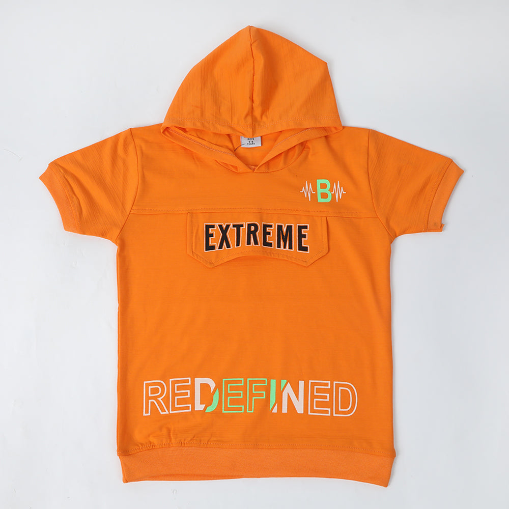 Boys Hooded T-Shirt - Peach, Boys T-Shirts, Chase Value, Chase Value