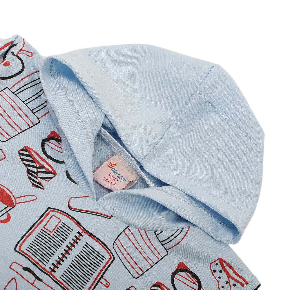 Girls Full Sleeves Hoodie T-Shirt - Light Blue, Girls Hoodies & Sweat Shirts, Chase Value, Chase Value