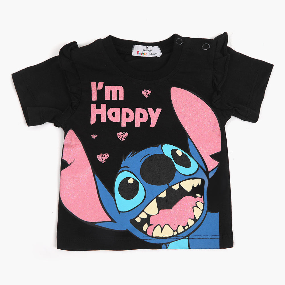 Eminent Newborn Girls Half Sleeves T-Shirt - Black, Newborn Girls T-Shirts, Eminent, Chase Value