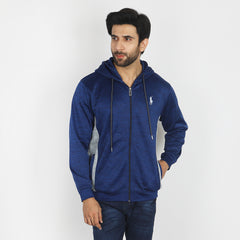 Men's Full Sleeves Hoodie Jacket - Navy Blue