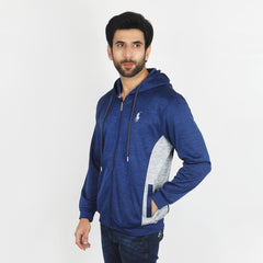 Men's Full Sleeves Hoodie Jacket - Navy Blue