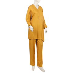 Women's Dyed Solid Co-Ord Set - Mustard