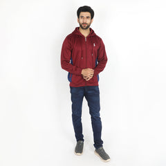 Men's Full Sleeves Hoodie Jacket - Maroon