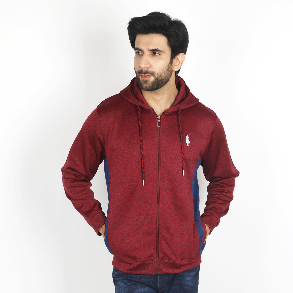 Men's Full Sleeves Hoodie Jacket - Maroon, Men's Jackets & Hoodies, Chase Value, Chase Value