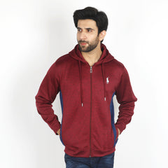 Men's Full Sleeves Hoodie Jacket - Maroon