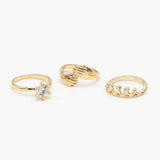 Women's Ring Pack of 3 - Golden, Women Finger Rings, Chase Value, Chase Value
