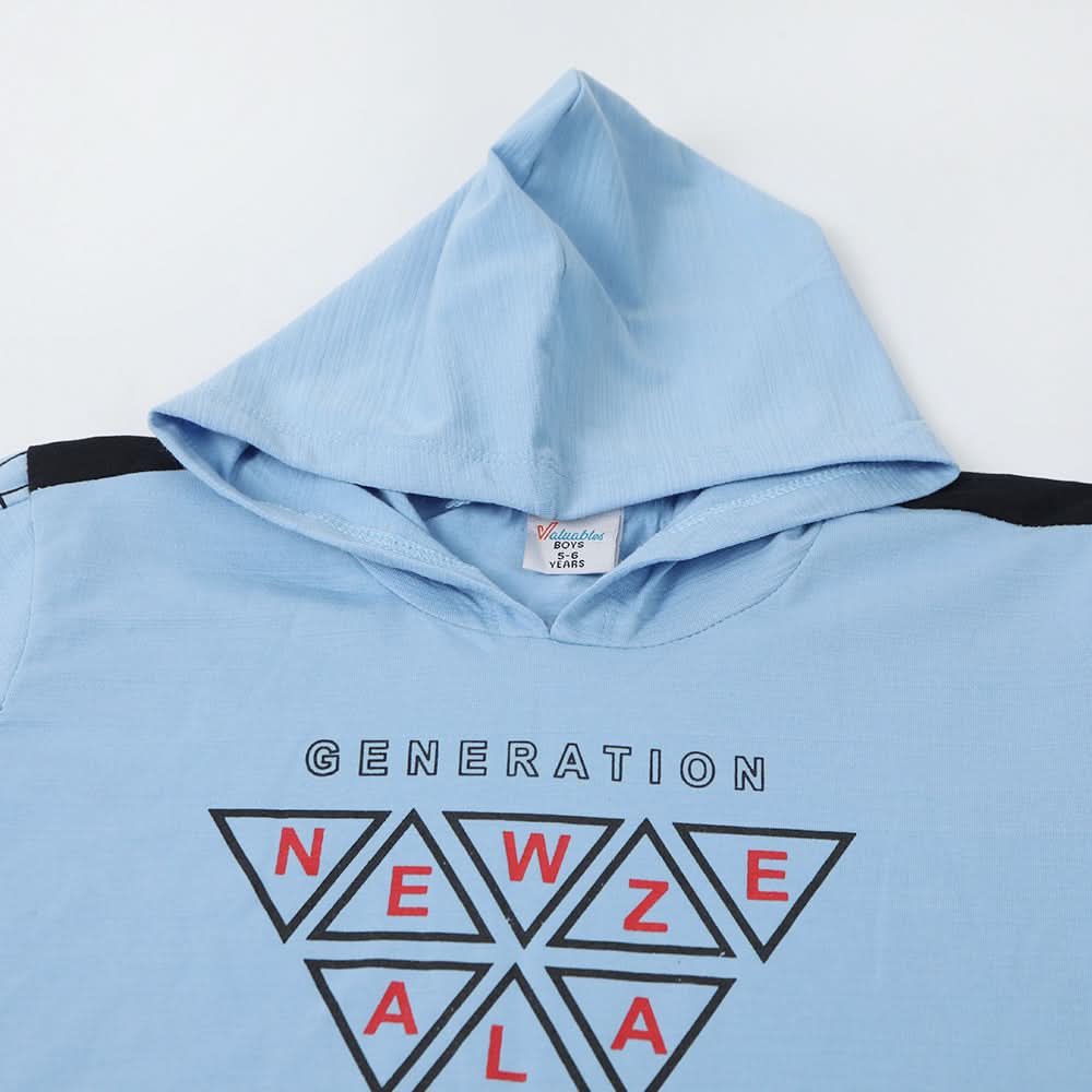 Boys Hooded T-Shirt - Sky Blue, Boys T-Shirts, Chase Value, Chase Value