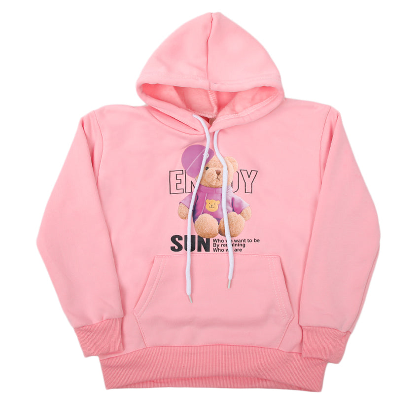 Girls Full Sleeves Hoodie T-Shirt - Pink