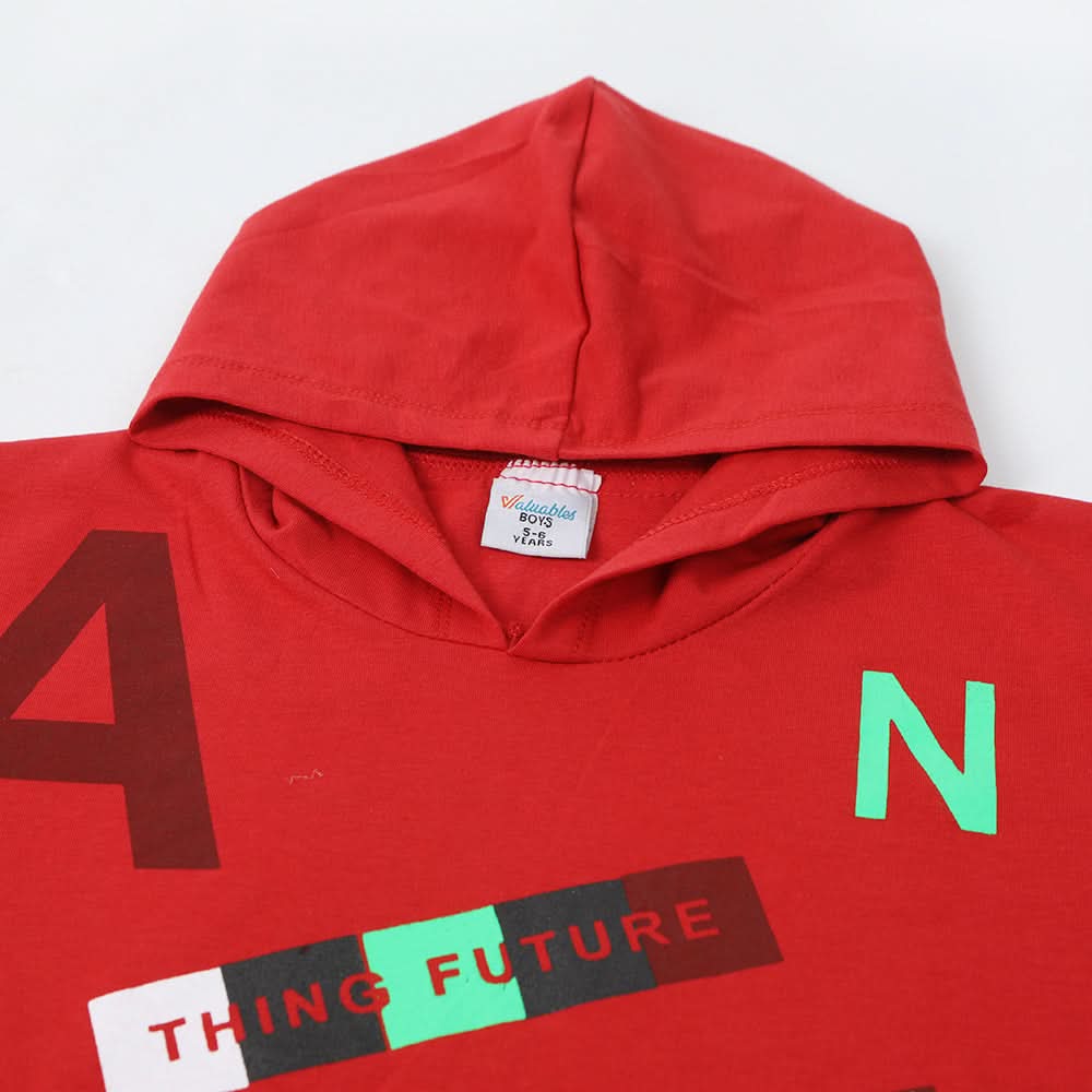Boys Hooded T-Shirt - Red, Boys T-Shirts, Chase Value, Chase Value