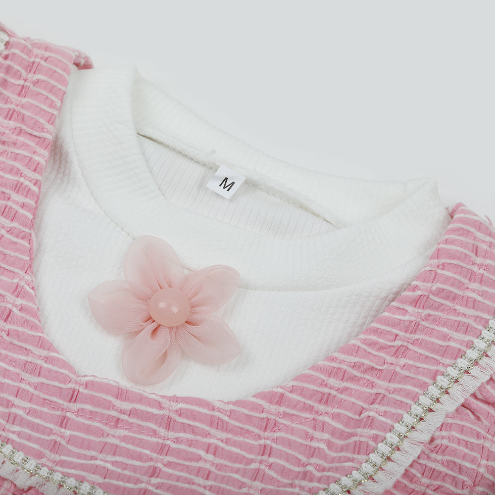 Girls Full Sleeves 3pcs Suit - Pink, Girls Suits, Chase Value, Chase Value