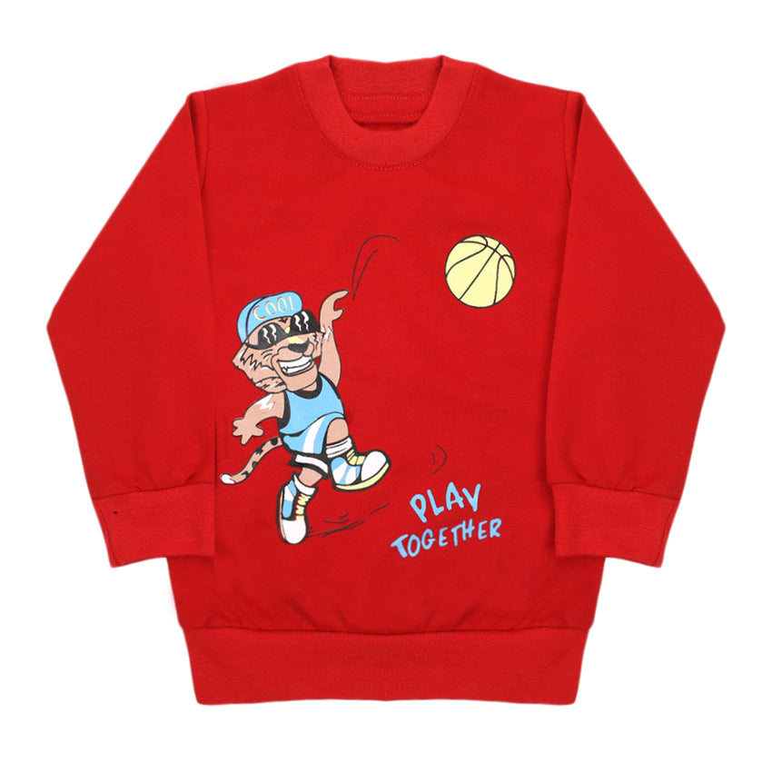 Boys Full Sleeves Sweat Shirt - Red