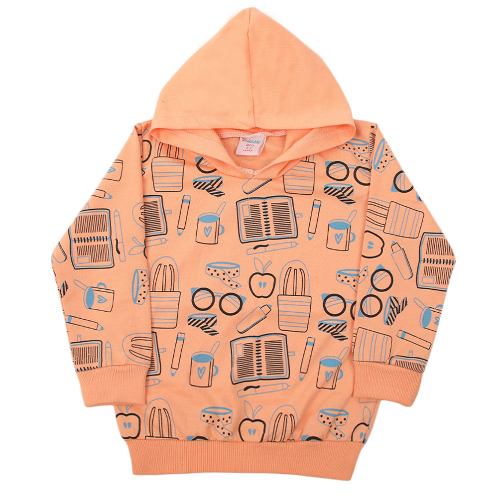 Girls Full Sleeves Hoodie T-Shirt - Peach, Girls Hoodies & Sweat Shirts, Chase Value, Chase Value