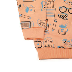 Girls Full Sleeves Hoodie T-Shirt - Peach