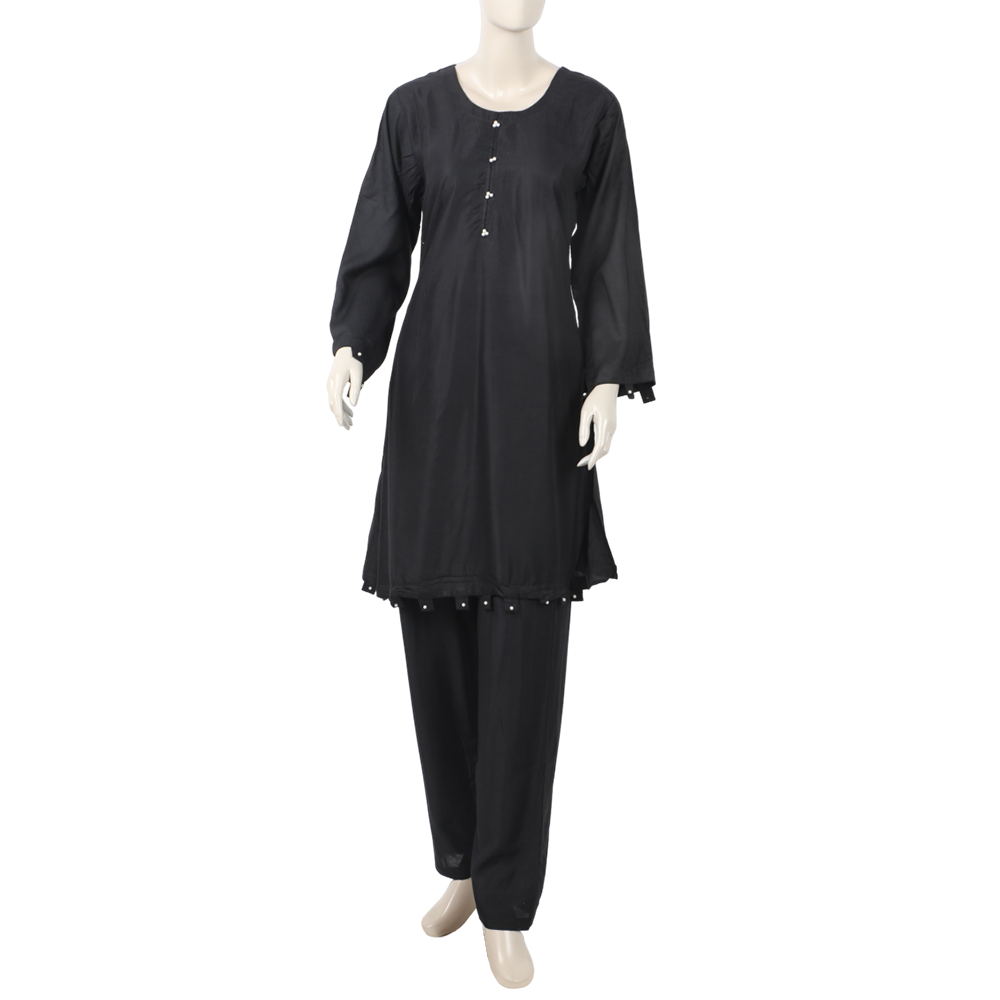 Women's Dyed Solid Co-Ord Set - Black, Women Co-Ord Set, Chase Value, Chase Value