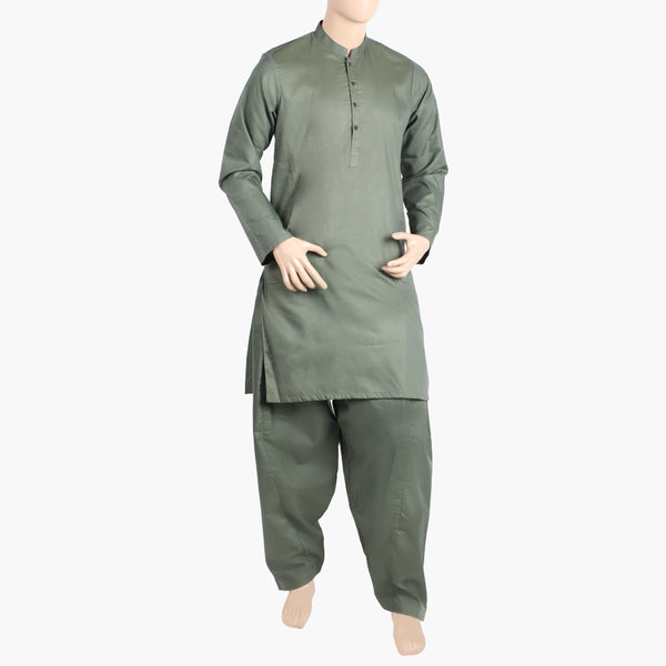 Men's Plain Kurta Shalwar Suit - Ash Green