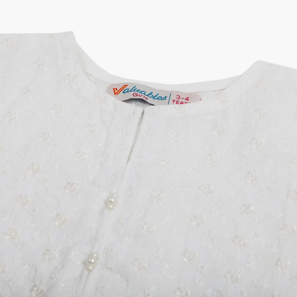 Valuables Girls Chikankari Kurti - White, Girls Kurti, Chase Value, Chase Value