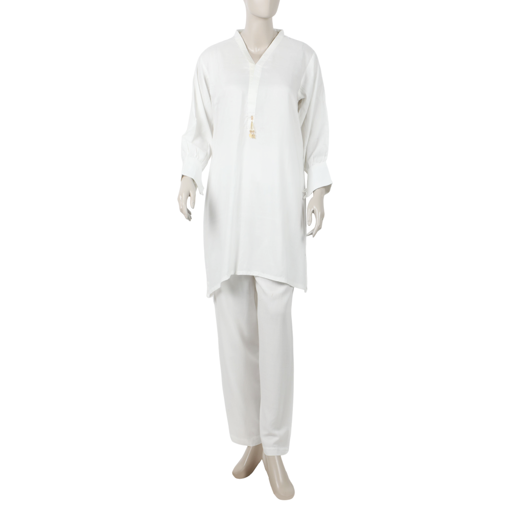 Women's Dyed Solid Co-Ord Set - White, Women Co-Ord Set, Chase Value, Chase Value