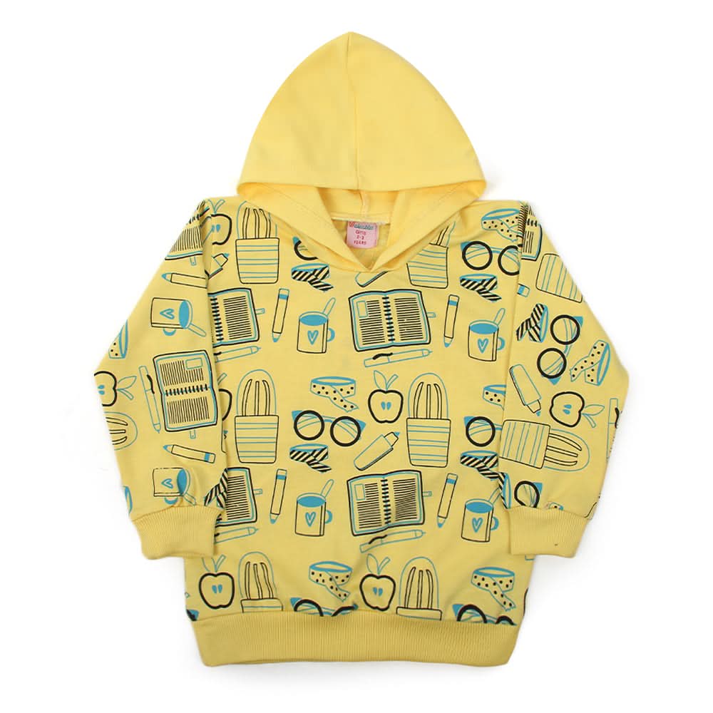 Girls Full Sleeves Hoodie T-Shirt - Yellow, Girls Hoodies & Sweat Shirts, Chase Value, Chase Value