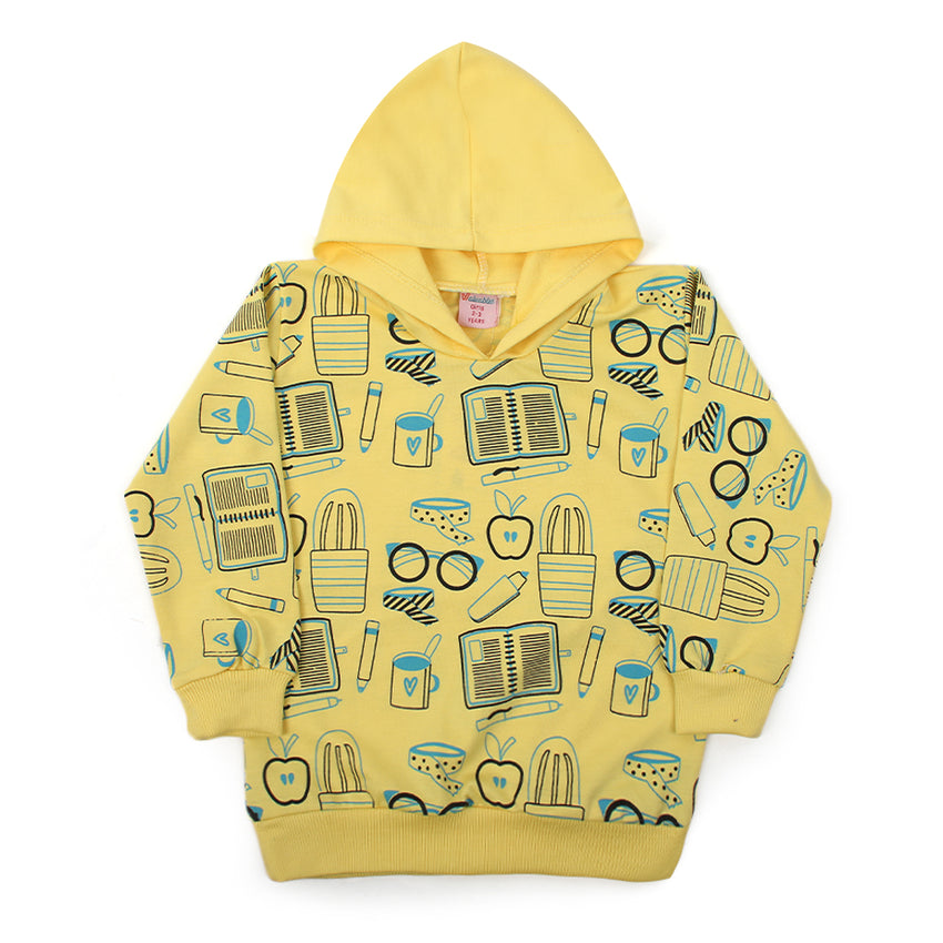 Girls Full Sleeves Hoodie T-Shirt - Yellow