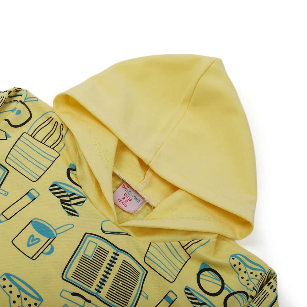 Girls Full Sleeves Hoodie T-Shirt - Yellow, Girls Hoodies & Sweat Shirts, Chase Value, Chase Value