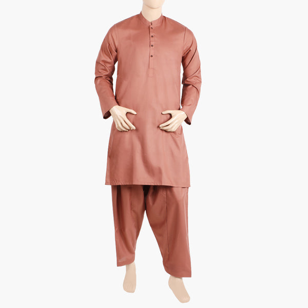 Men's Plain Stitched Kurta Shalwar Suit - Peach, Men's Shalwar Kameez, Chase Value, Chase Value