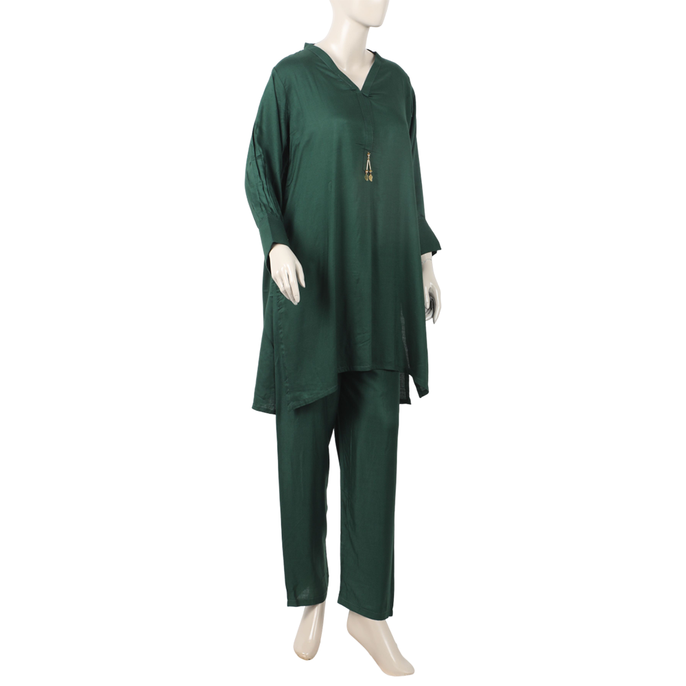 Women's Dyed Solid Co-Ord Set - Bottle Green, Women Co-Ord Set, Chase Value, Chase Value