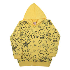 Girls Full Sleeves Hoodie T-Shirt - Yellow