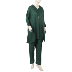 Women's Dyed Solid Co-Ord Set - Bottle Green