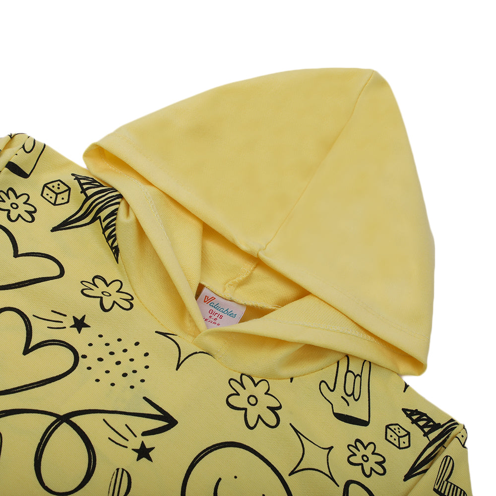 Girls Full Sleeves Hoodie T-Shirt - Yellow, Girls Hoodies & Sweat Shirts, Chase Value, Chase Value