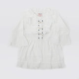 Girls Full Sleeves Woven Top - White, Girls Tops, Chase Value, Chase Value