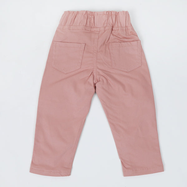 Newborn Girls Cotton Pant - Tea Pink