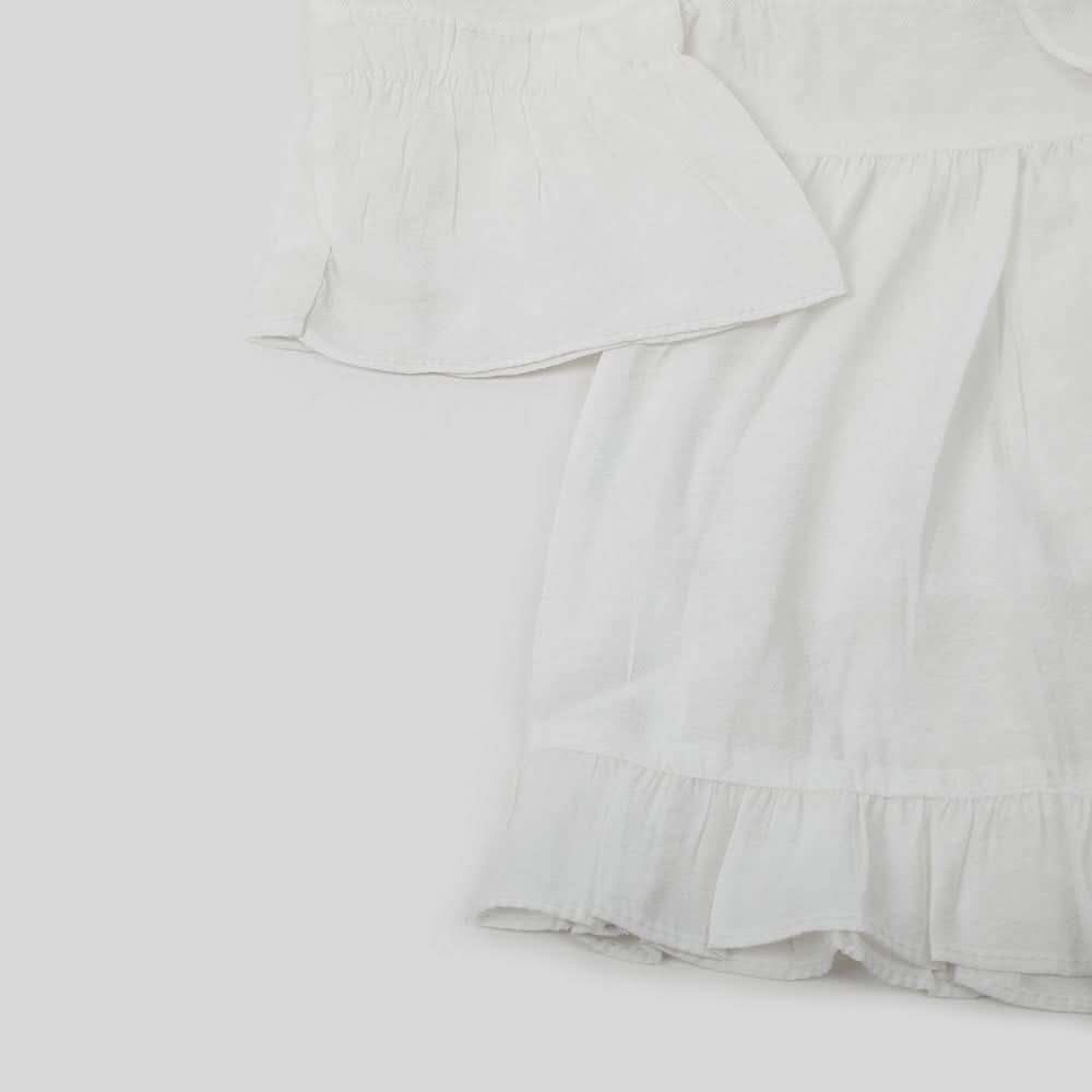 Girls Full Sleeves Woven Top - White, Girls Tops, Chase Value, Chase Value