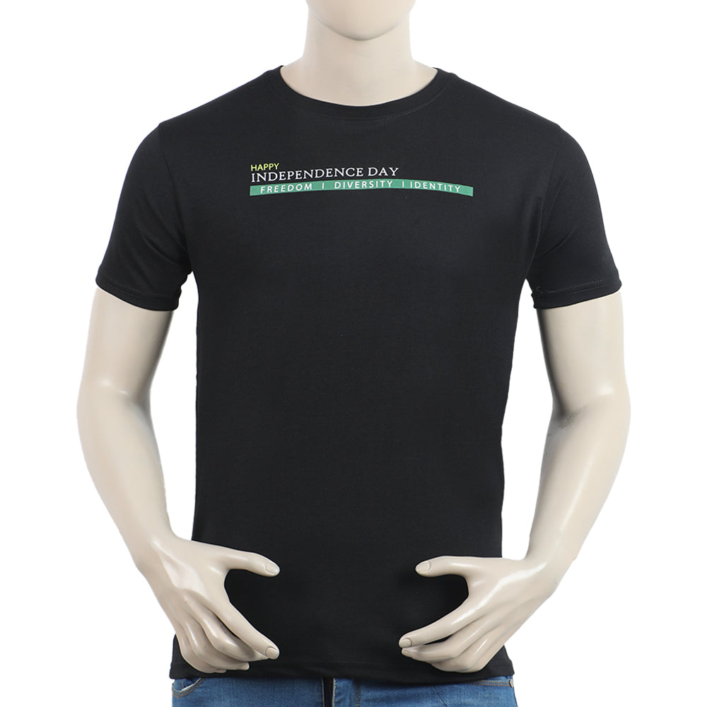 Eminent Men's Round Neck Half Sleeves Printed T-Shirt - Black, Men's T-Shirts & Polos, Eminent, Chase Value