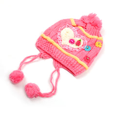 Kids Woolen Fancy Cap - Pink