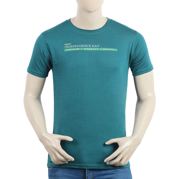 Eminent Men's Round Neck Half Sleeves Printed T-Shirt - Green