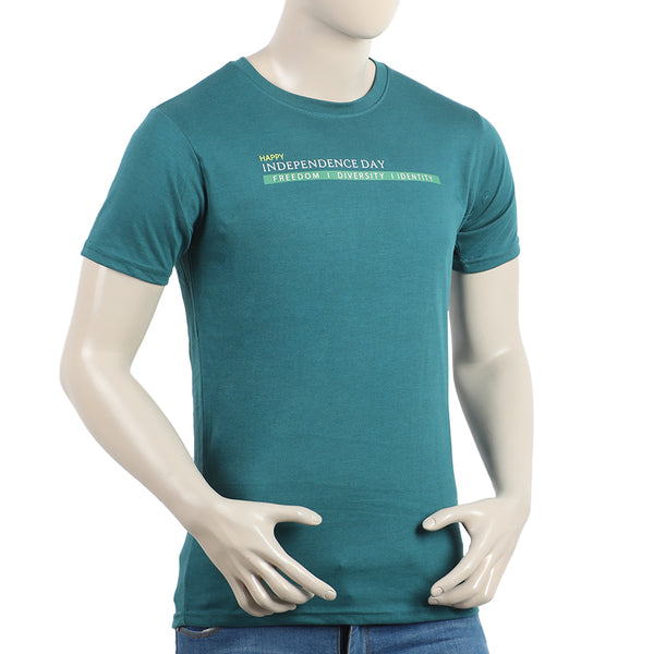 Eminent Men's Round Neck Half Sleeves Printed T-Shirt - Green