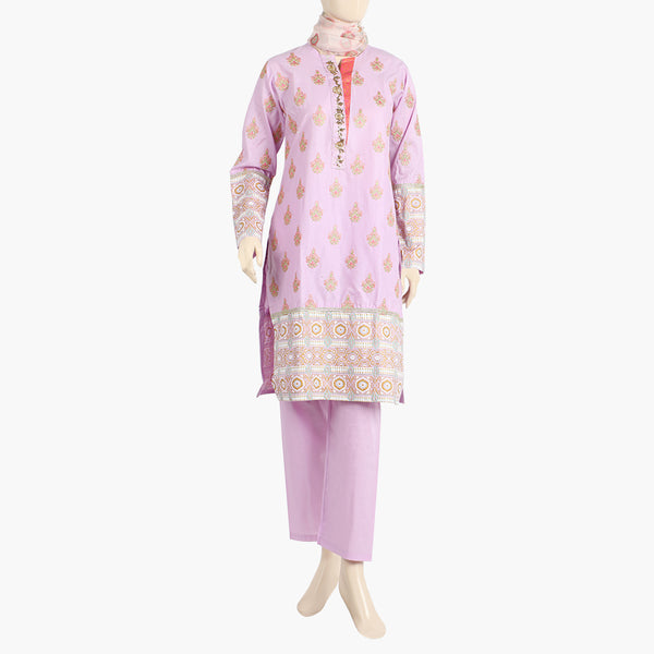 Women's Embroidered Stitched 3Pcs Suit - Light Purple, Women Shalwar Suits, Chase Value, Chase Value