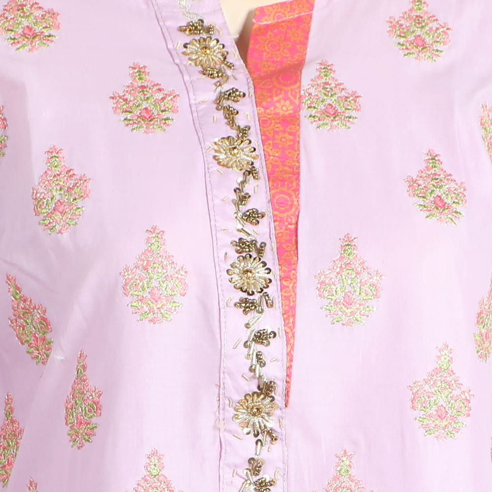 Women's Embroidered Stitched 3Pcs Suit - Light Purple, Women Shalwar Suits, Chase Value, Chase Value