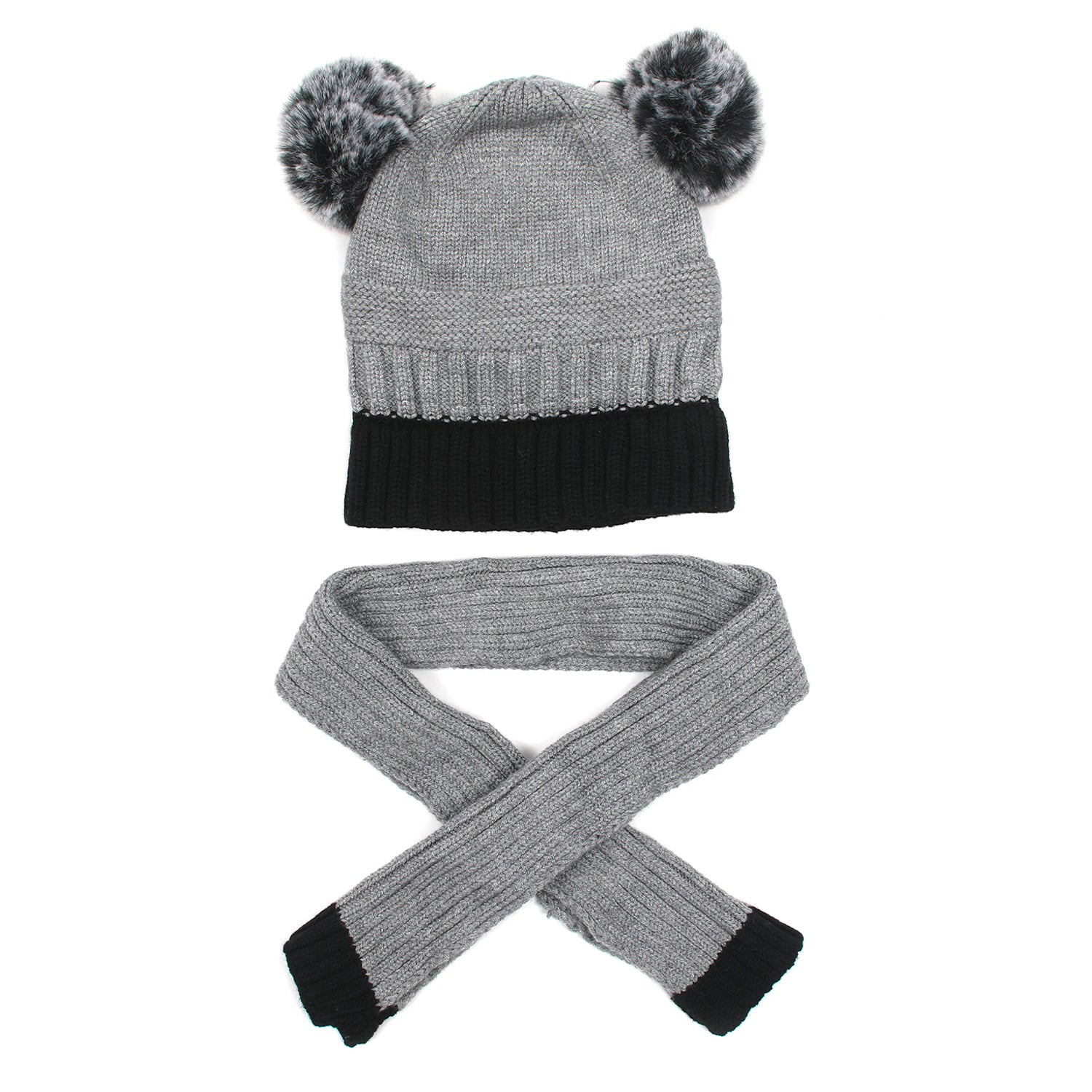 Kids Woolen Muffler & Cap Set - Grey, Boys Caps & Gloves, Chase Value, Chase Value