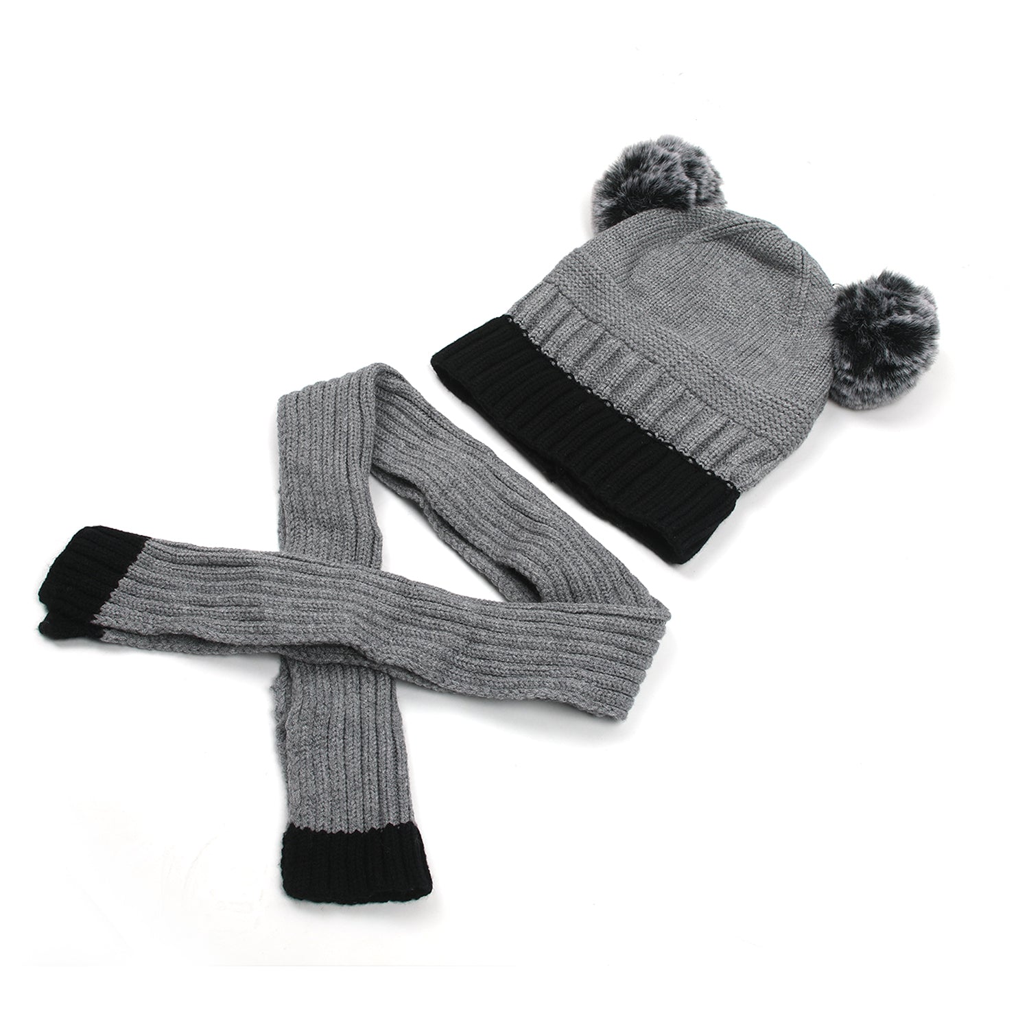 Kids Woolen Muffler & Cap Set - Grey, Boys Caps & Gloves, Chase Value, Chase Value