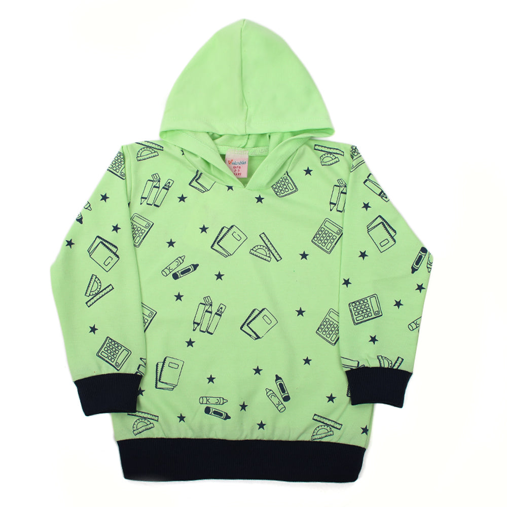 Girls Full Sleeves Hoodie T-Shirt - Light Green, Girls Hoodies & Sweat Shirts, Chase Value, Chase Value