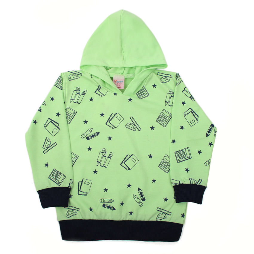 Girls Full Sleeves Hoodie T-Shirt - Light Green