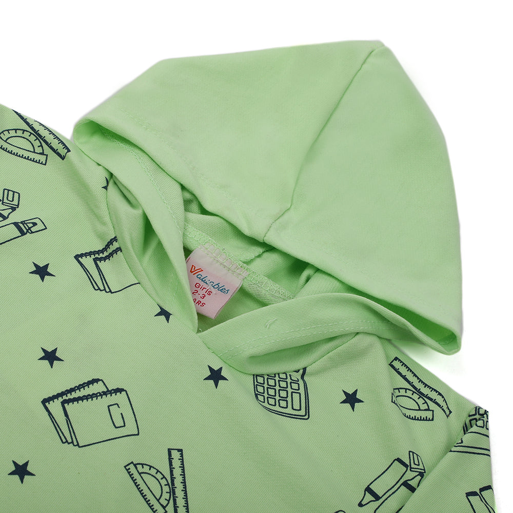 Girls Full Sleeves Hoodie T-Shirt - Light Green, Girls Hoodies & Sweat Shirts, Chase Value, Chase Value