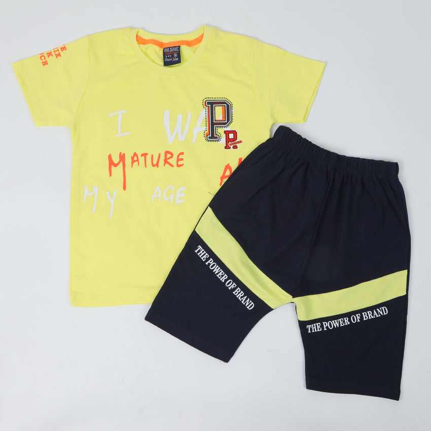 Boys Half Sleeves Suit - Yellow